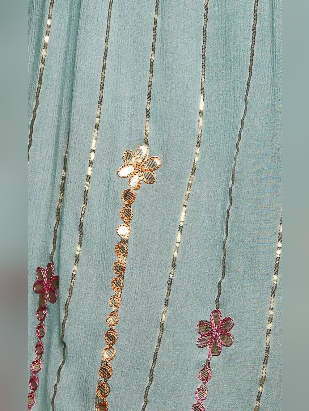 POL Light Aqua Embroidered Maxi Dress with Tassel - Picture 6 of 6